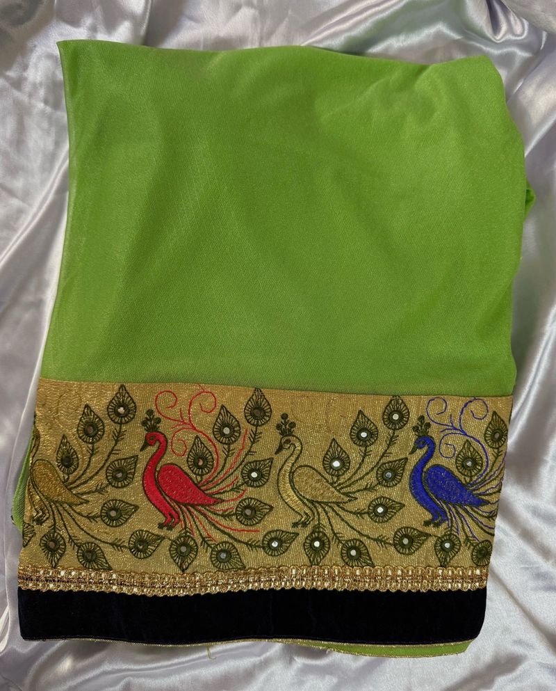 Green Peacock Design Saree