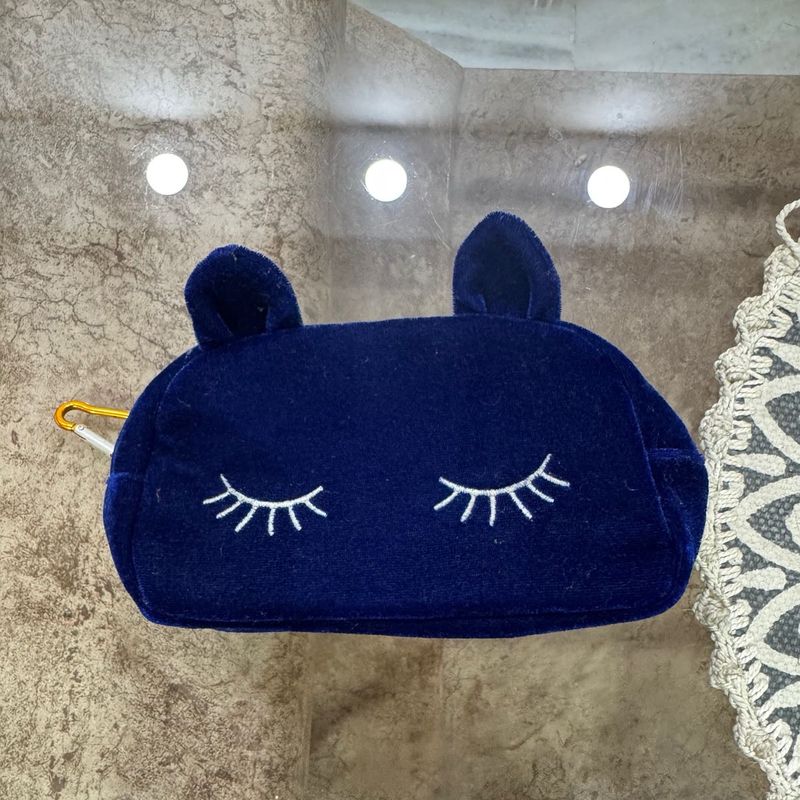 Cute Navy Blue Sleepy Eyes Pouch