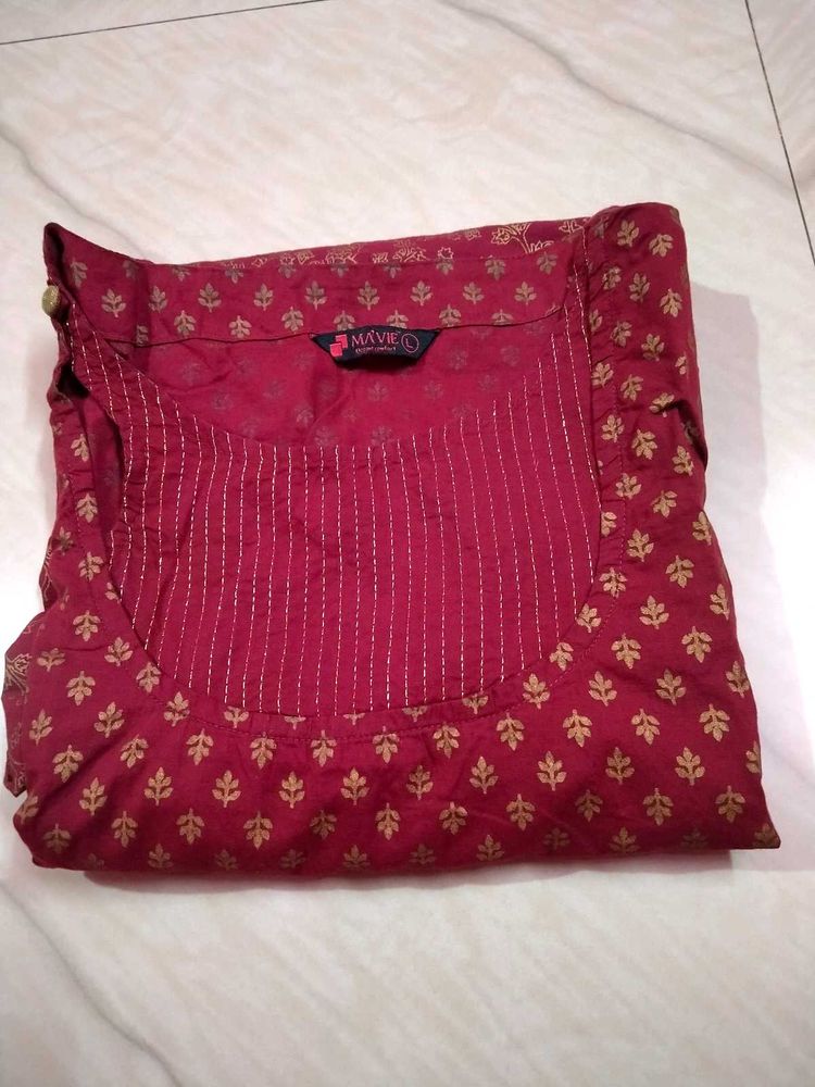 Maroon Printed Kurti