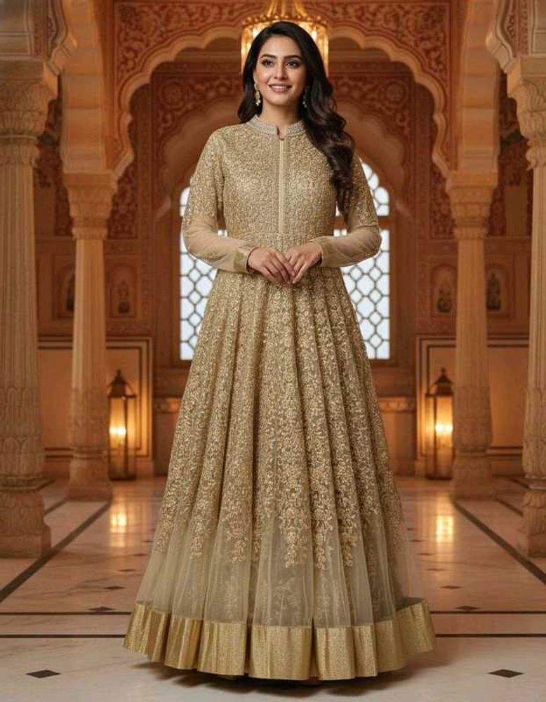 mastani anarkali  dress all over golden colour loo