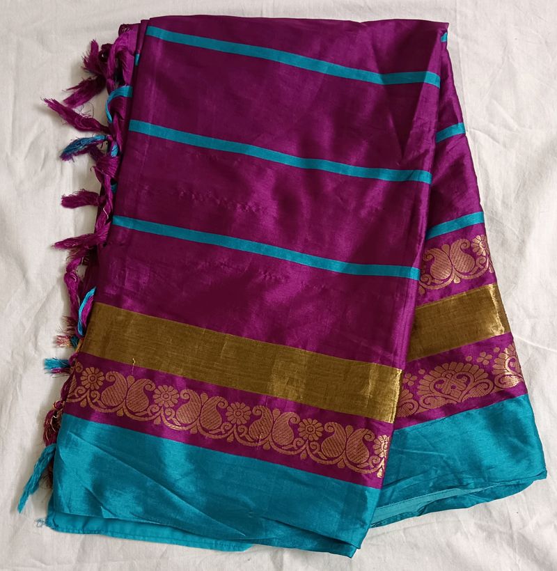 Pure Silk Saree With Gold Boarder