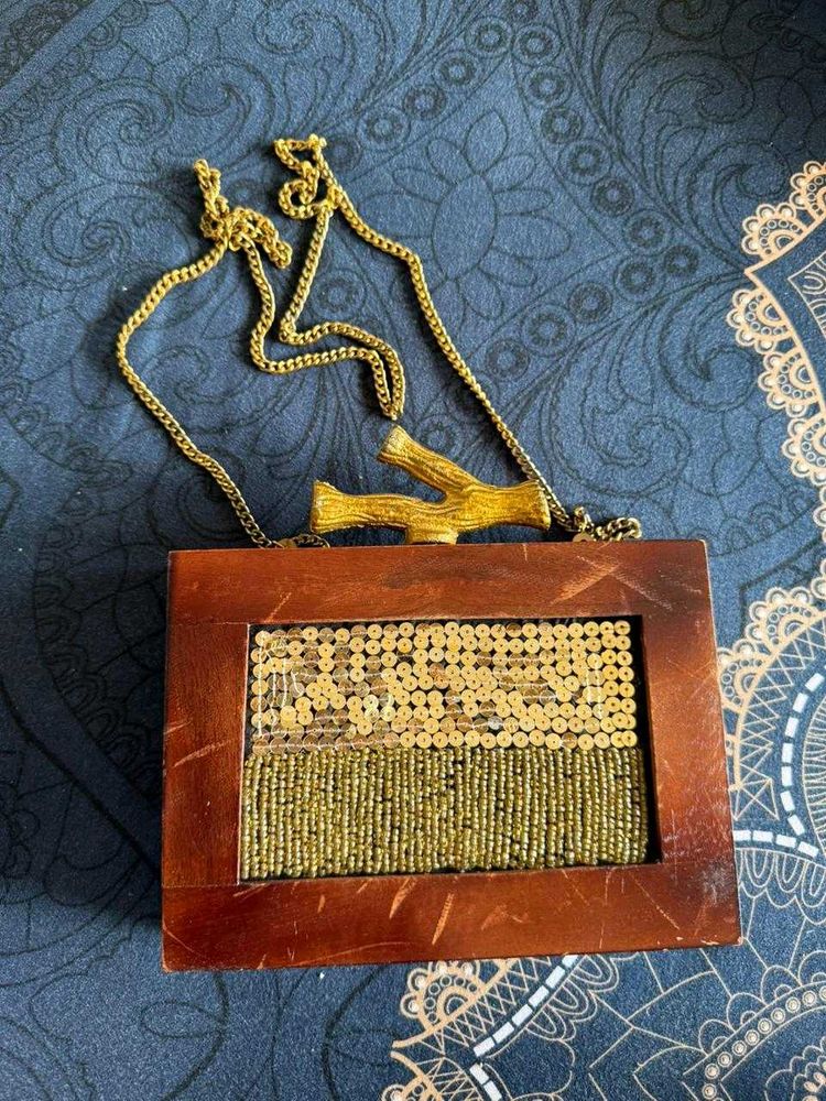 Wooden Beaded Clutch