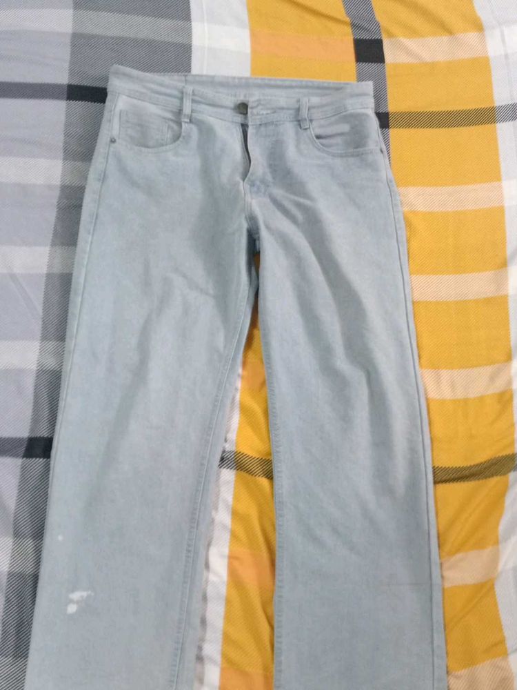 Light Blue Wide Leg Denim Jeans