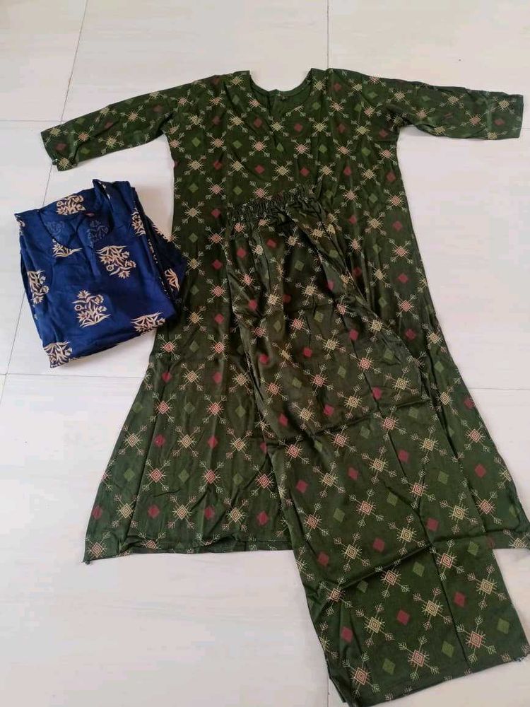 Green Printed Kurta Set 💚
