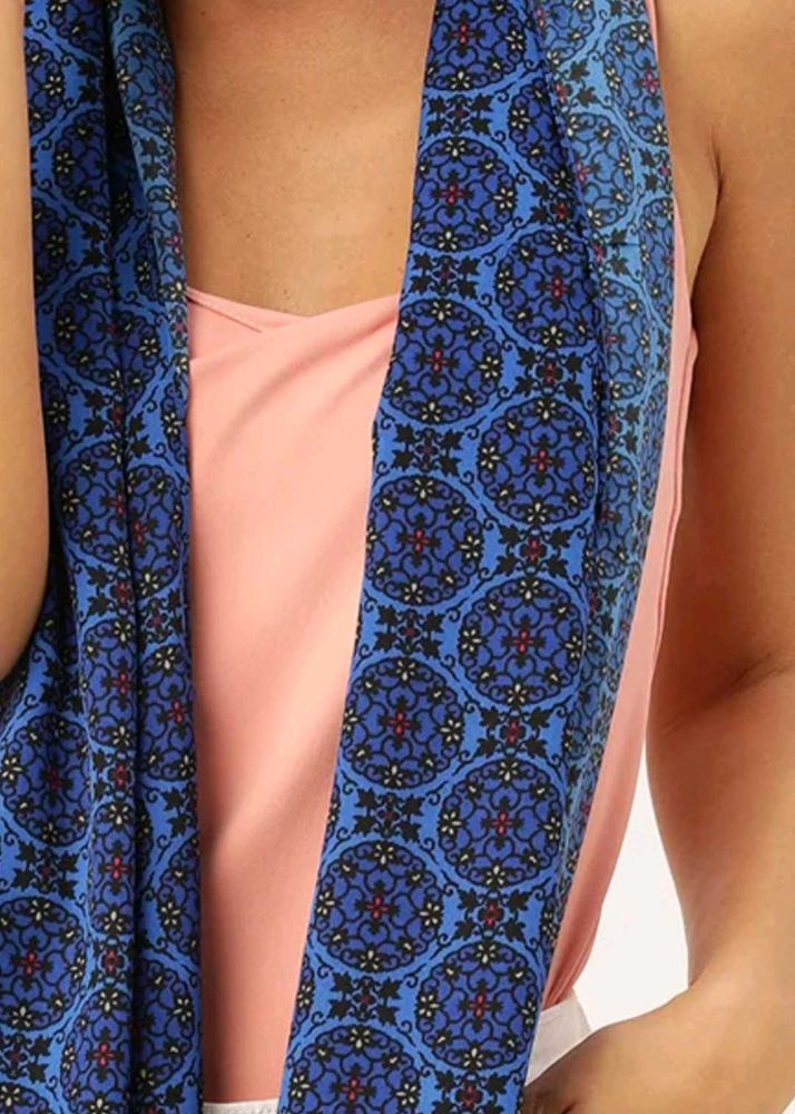 DressBerry Women Blue and Black Printed Scarf