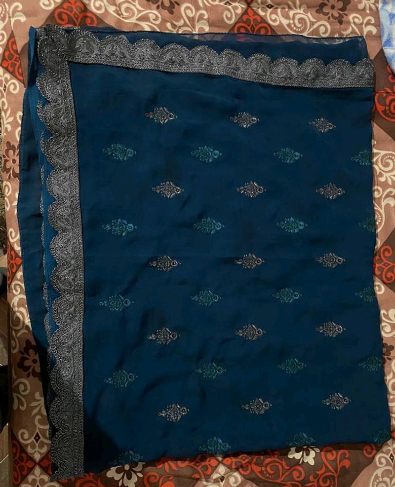 Beautiful Peacock Colour Saree