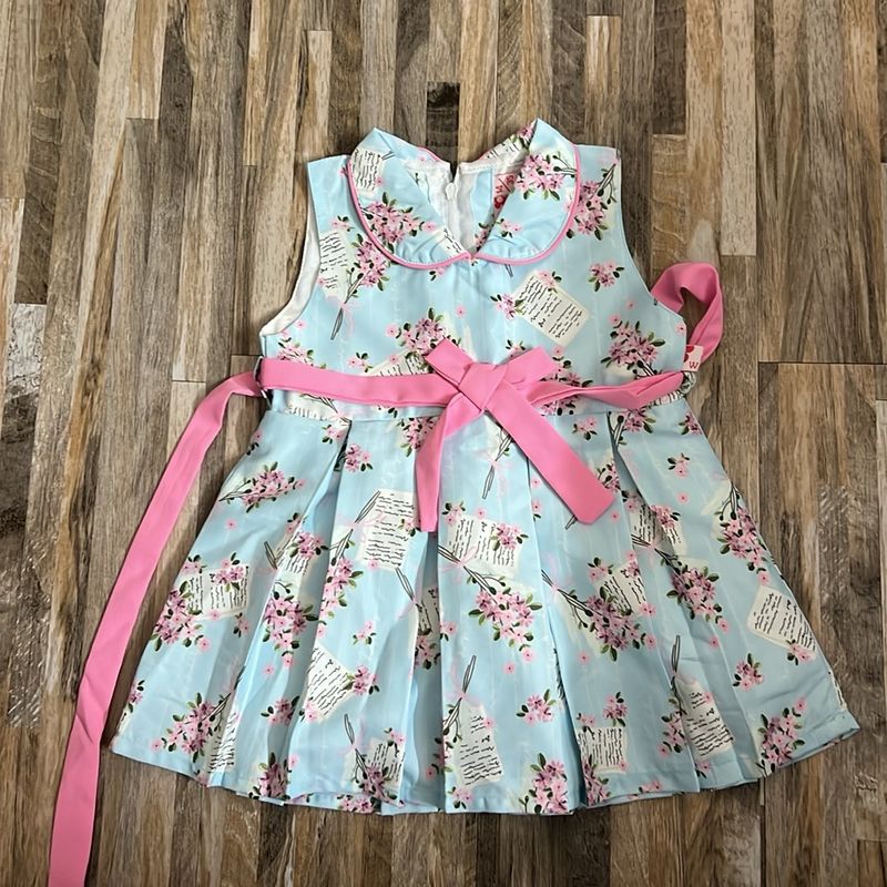 Baby Girl Blue Pink Party Wear Elegant Frock | Dress