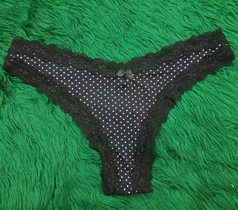 Black Polka 💞Dot Lace Thong