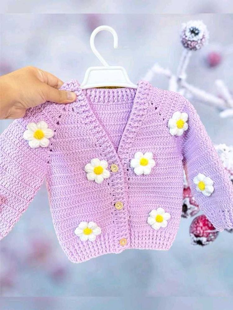 Cute Crochet Daisy Cardigan ( 1 - 2 years )