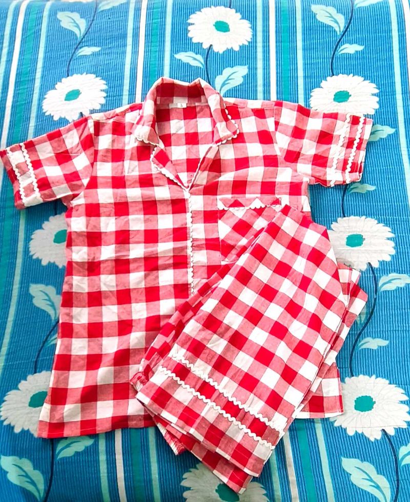Red &amp; White Checkered Pajama Set