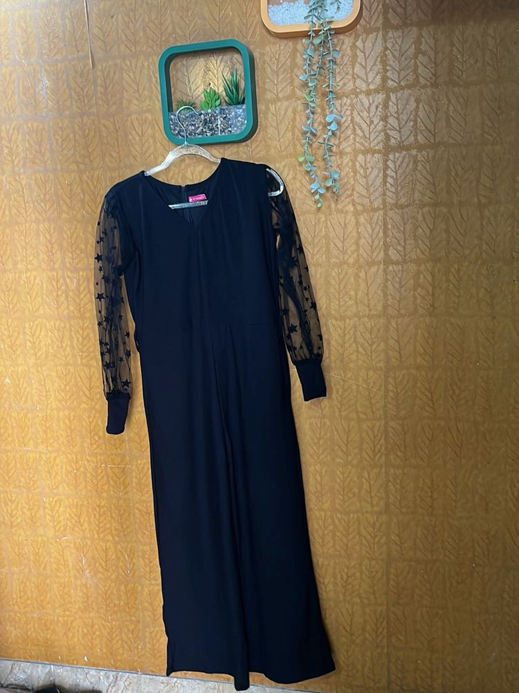 Elegant Black Jumpsuit with Star Sleeves
