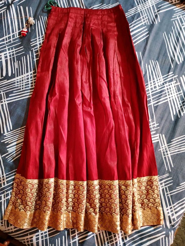 Red &amp; Gold Ethnic Skirt