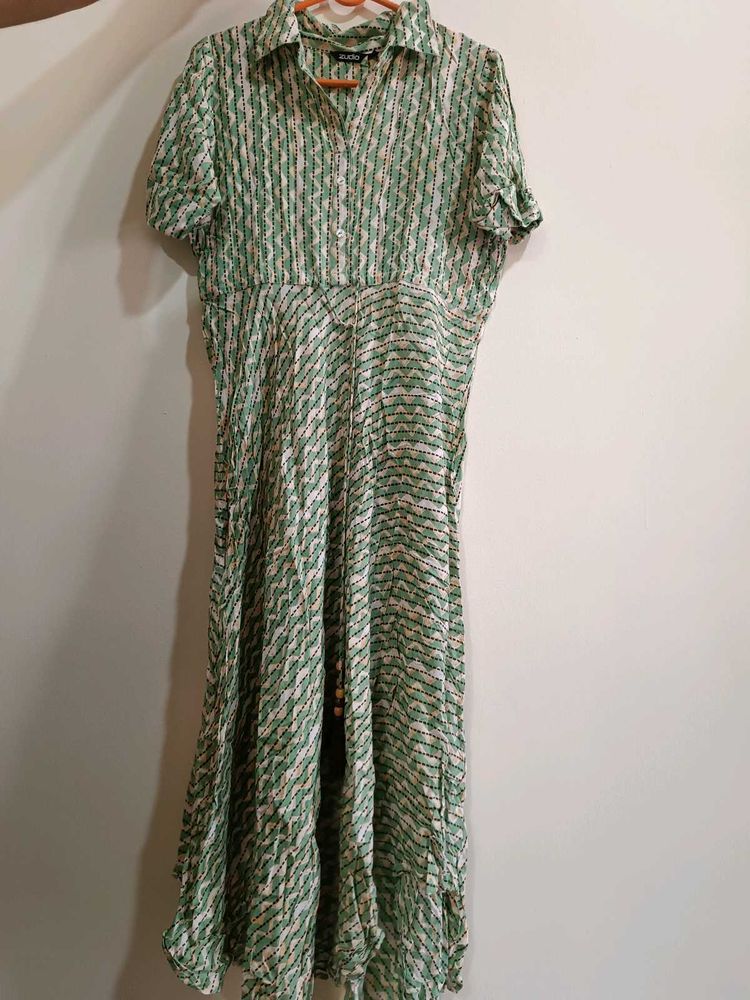 Green Printed Shirt Dress