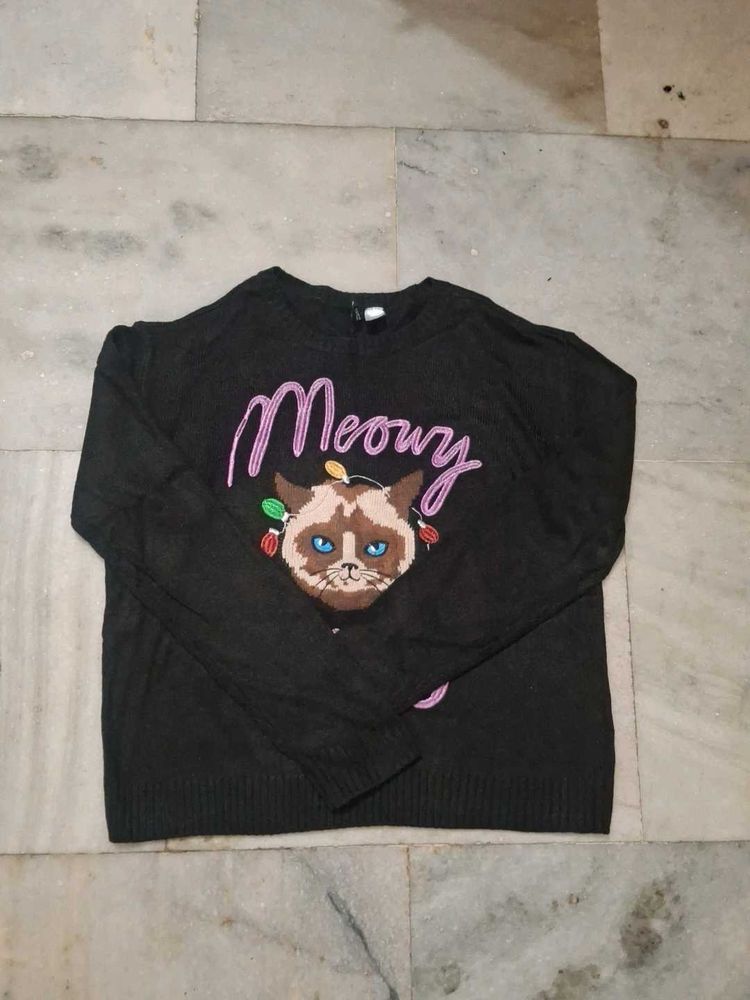 Meowy Cat Graphic Sweater