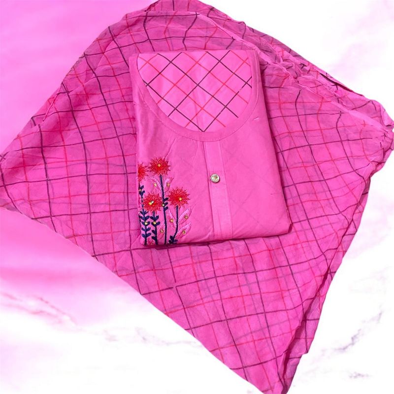 Pink Embroidered Kurta Set