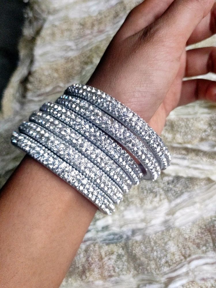 2.4 White Stone Bangles