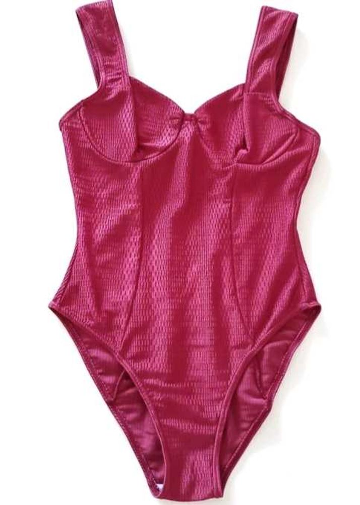 Pink Textured One-Piece Swimsuit