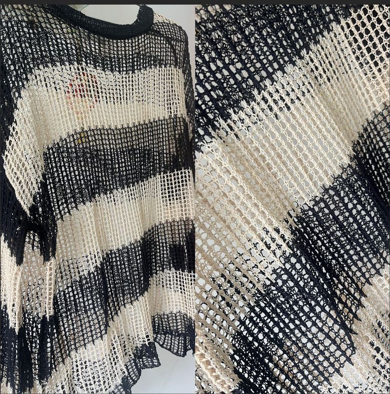 Striped Crochet Knit Top