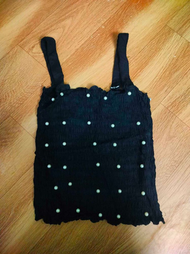 Black Pearl Embellished Tank Top