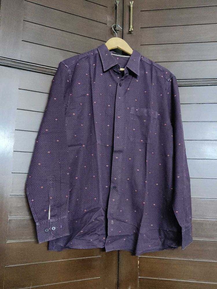 Louis Philippe Men Stylish Maroon Patterned Shirt