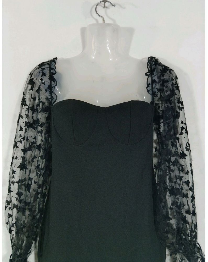 Black Corset Butterfly Sleeve Dress