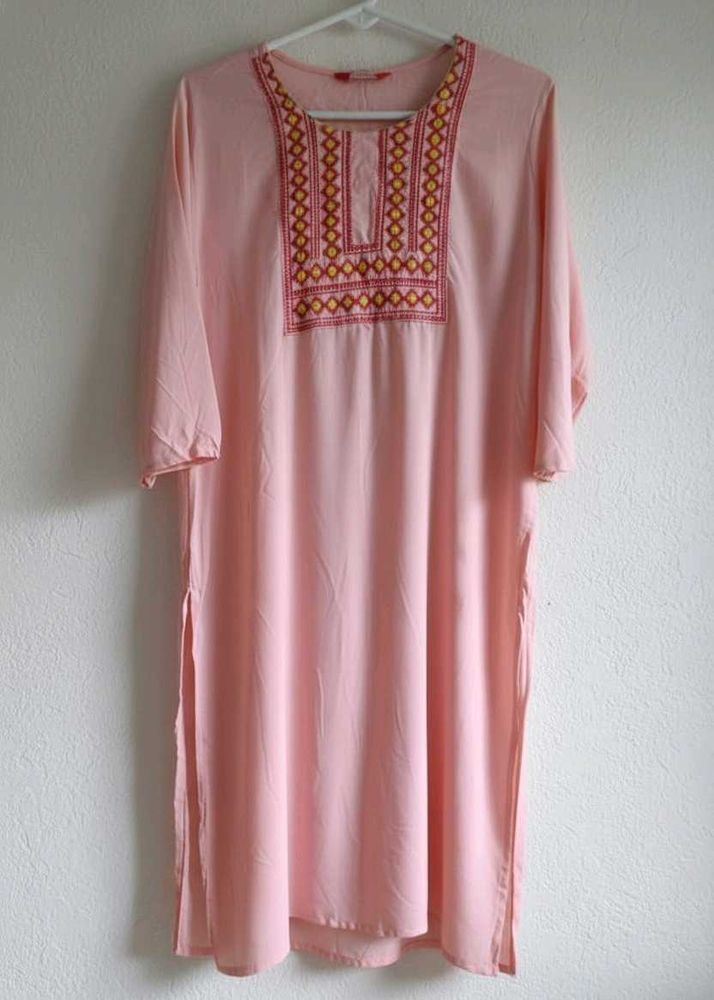 Pink Embroidered Kurta