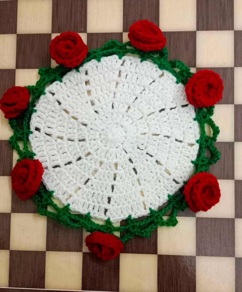 Handmade 2in1 Crochet Rose Bouquet Coaster