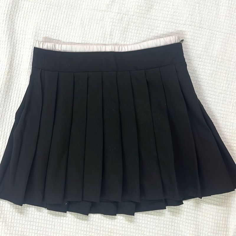 Black Pleated Mini Skirt