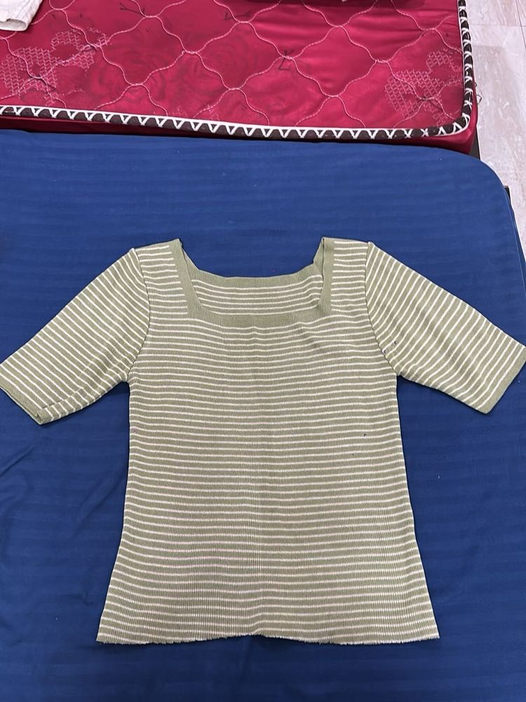 Striped Square Neck Top