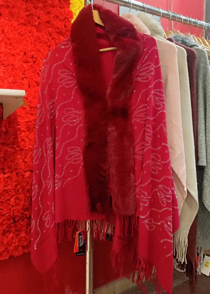 Red Embellished Scarf