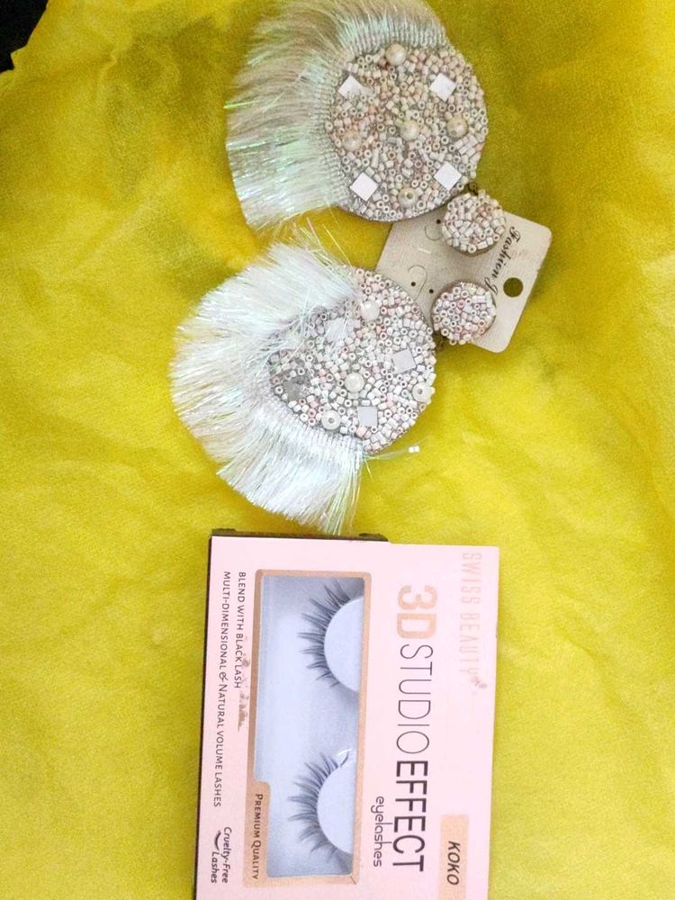 Earrings N Eyelashes Combo