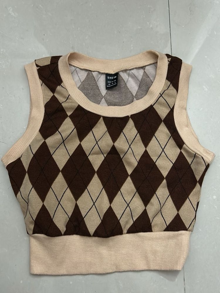 Argyle Knit Crop Top