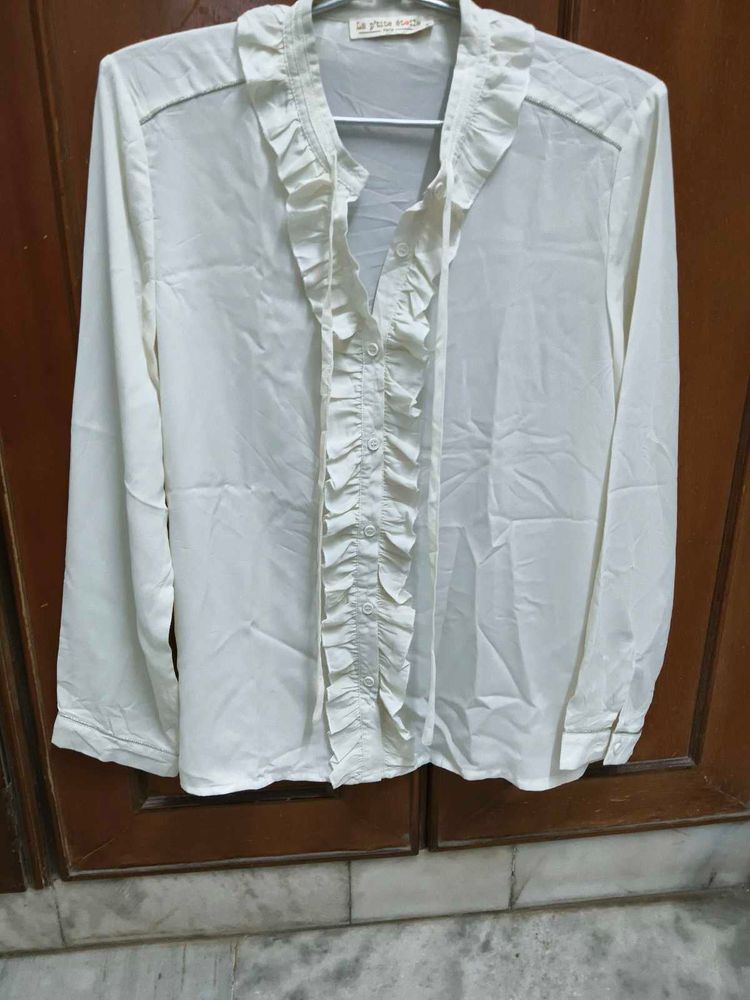 Ruffled White Top