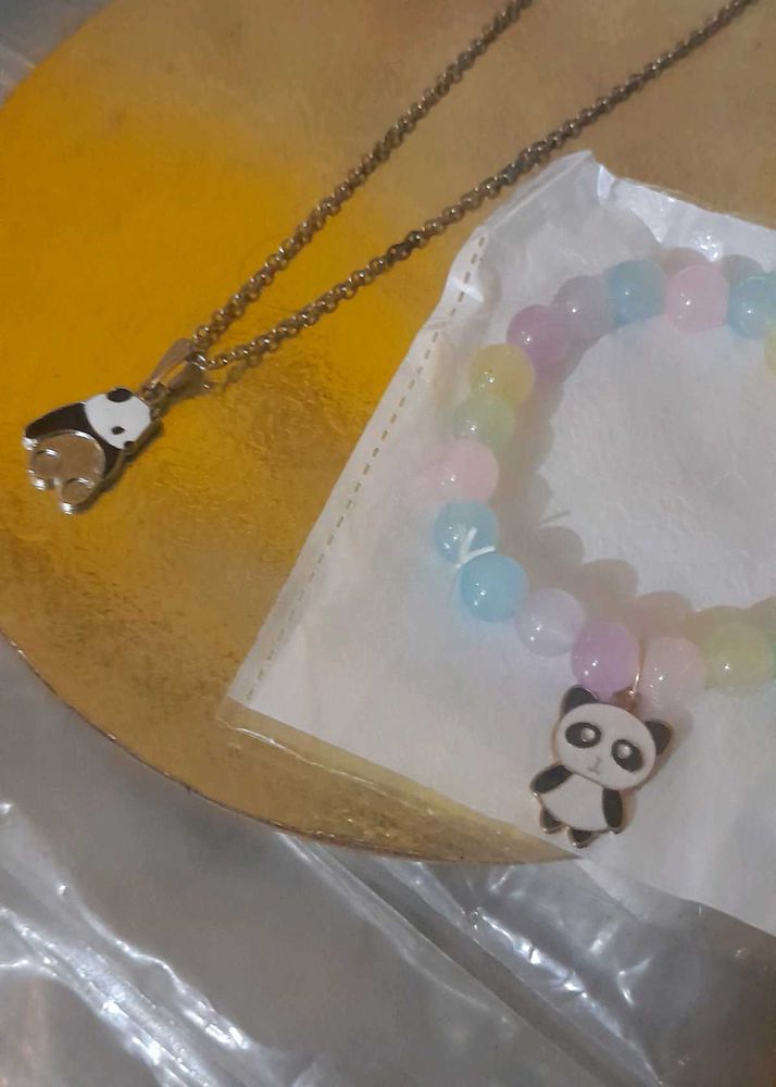 Panda Bracelet With Free Chain
