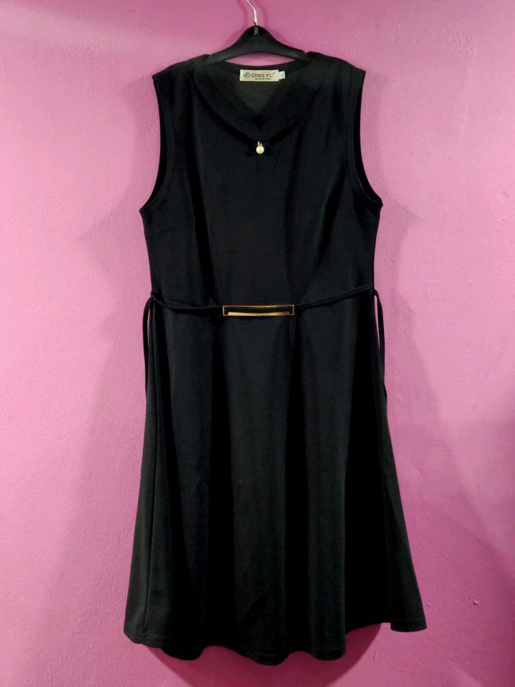 Imported Sleeveless Matte Black Dress
