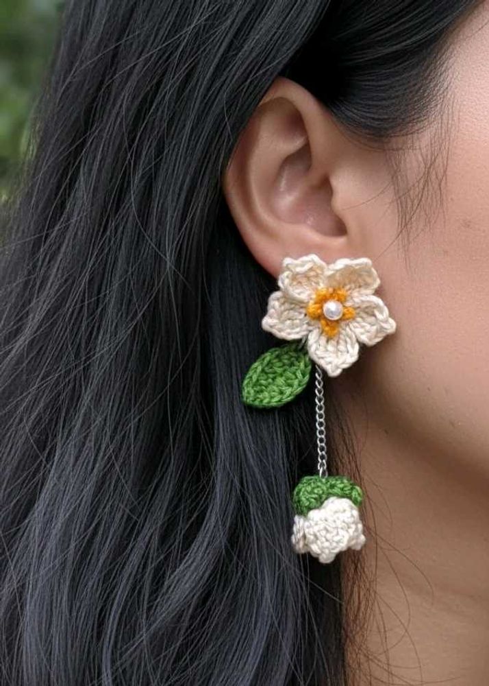 Floral Crochet Dangle Earrings