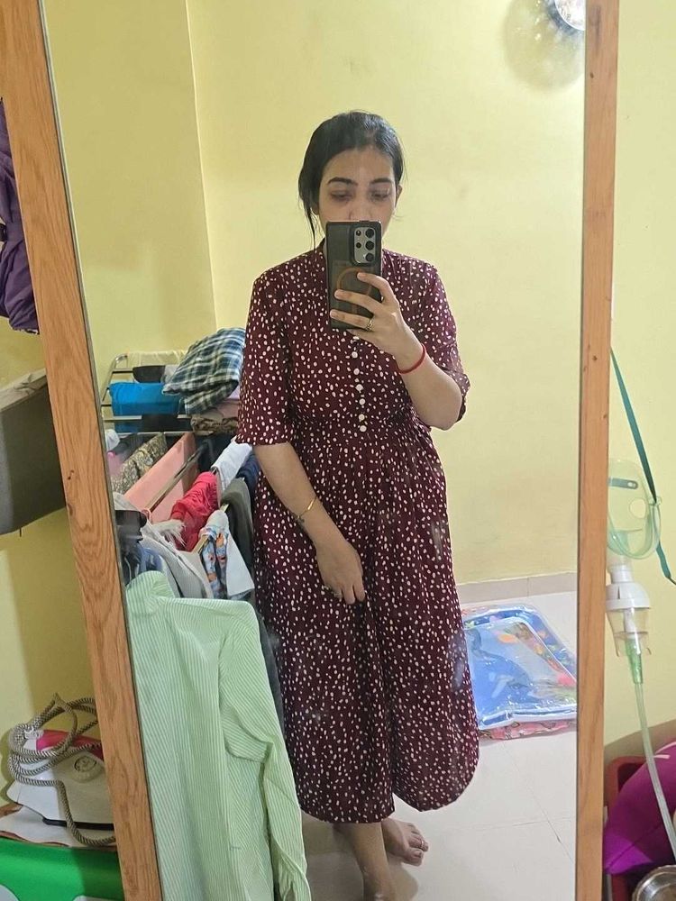 Maroon Polka Dot Dress