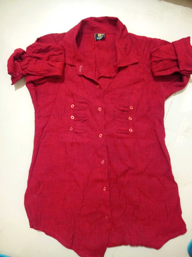 Red Button-Down Shirt
