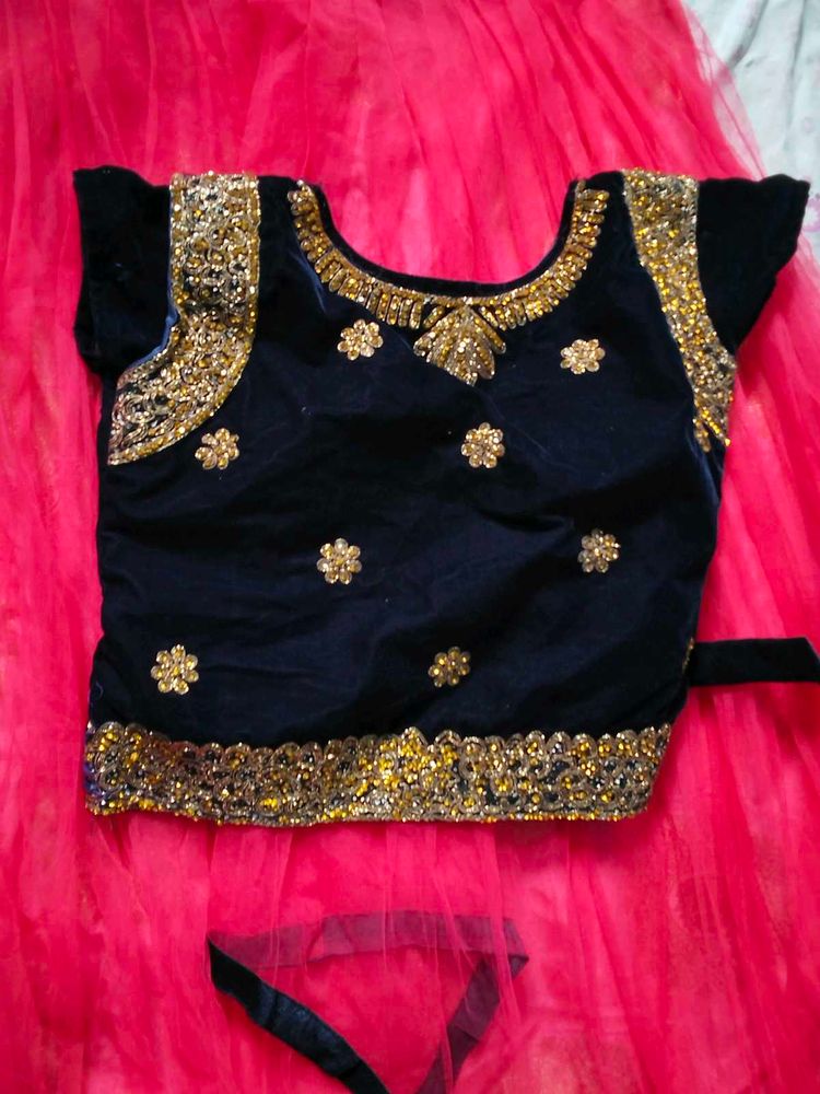 Girls&#39; Pink &amp; Navy Embellished Dress