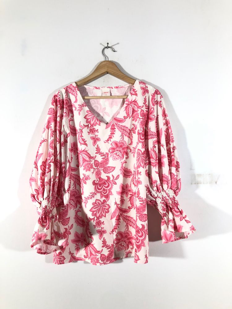 Printed Peplum Sleeves Top