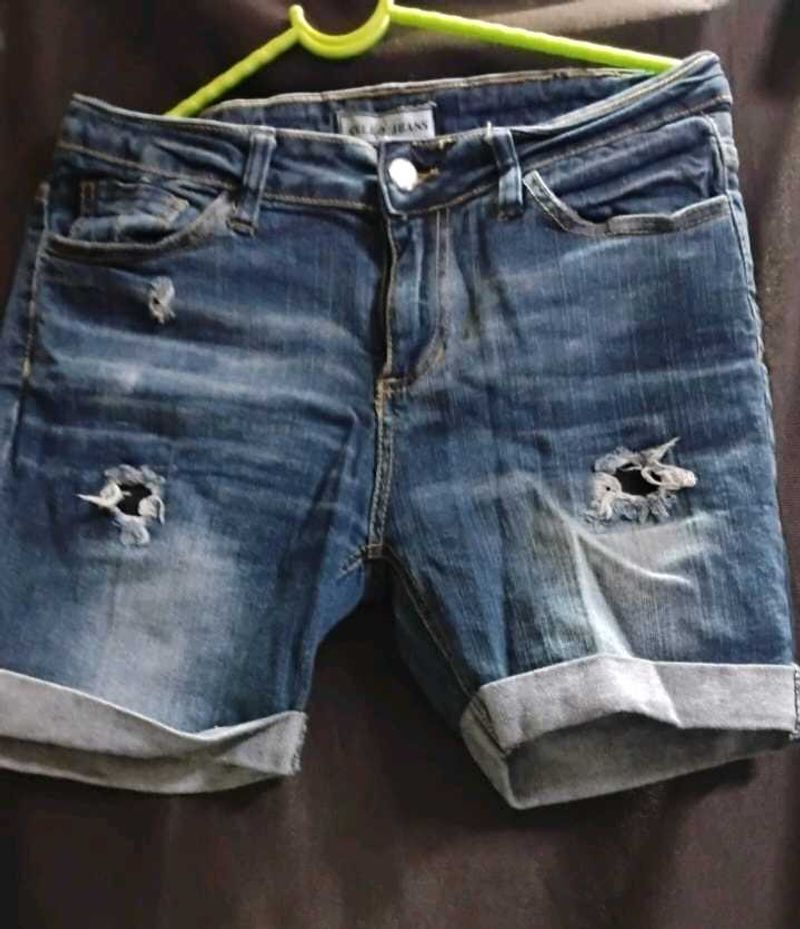 Distressed Denim Shorts