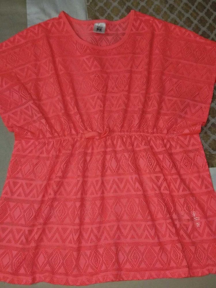 Coral Lace Top
