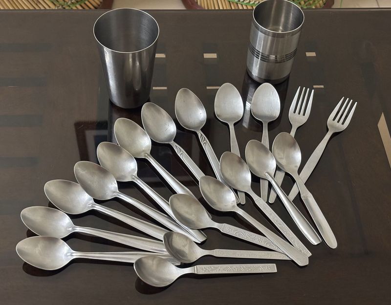 Stainless Stell Glass &amp; Spoon