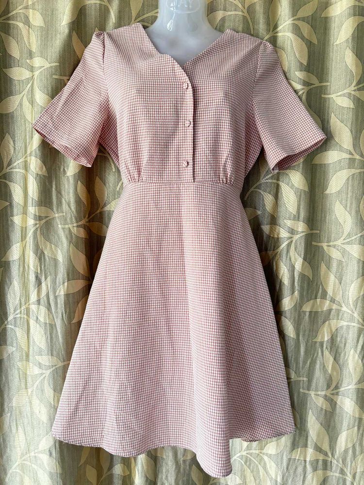 Pink&amp;White Checked Dress