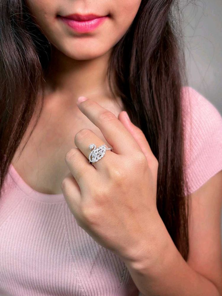 Zirconia Diamond Ring Pure Silver 925