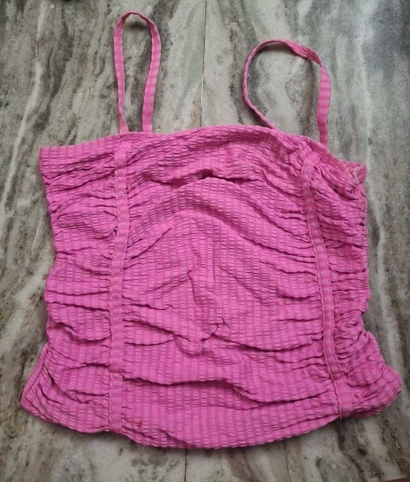 Pink Ruched Tank Top