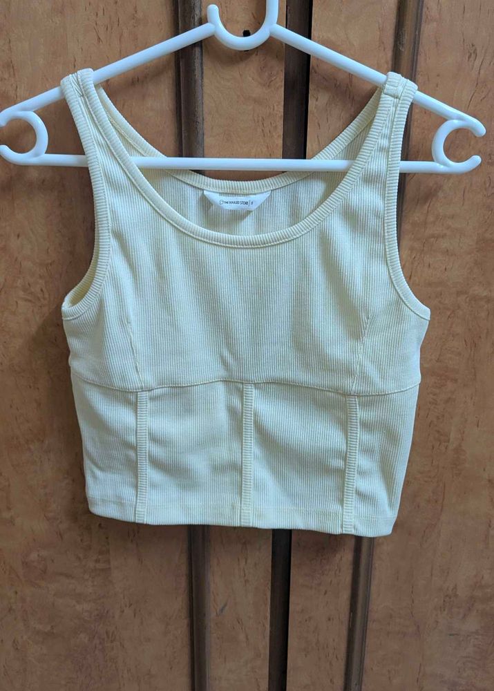 Ribbed Cream Sleeveless Crop Top