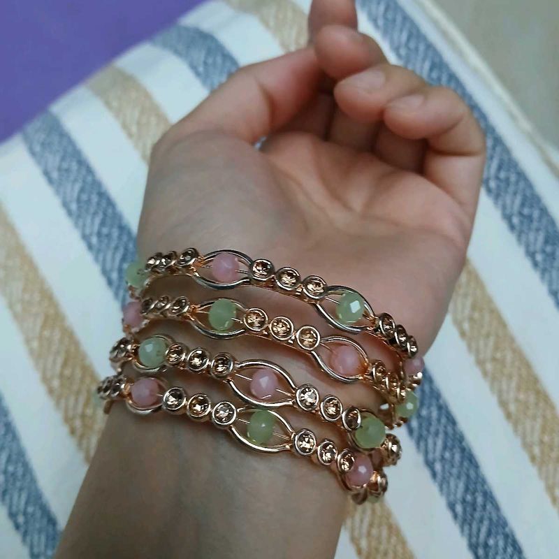 Beaded Rhinestone Bangle Bracelets