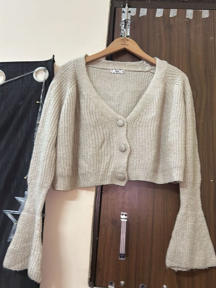 Cropped Knit Cardigan