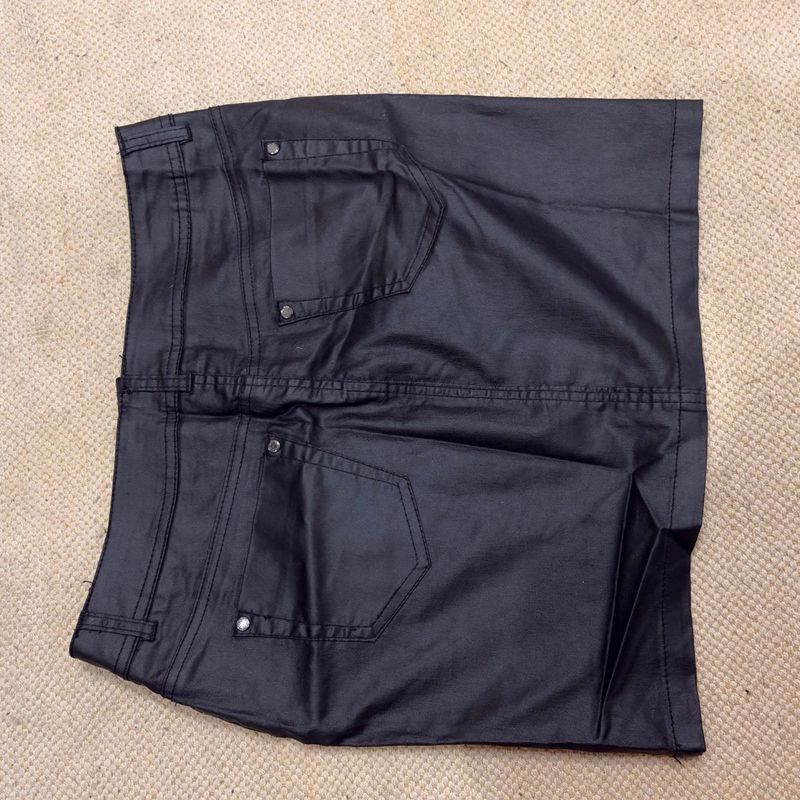 Black PU leather Mini Skirt